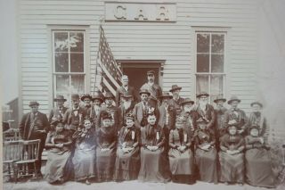 Lg Antique Civil War Soldier Flag Veteran Outdoor Gar Lodge Old Cabinet Photo