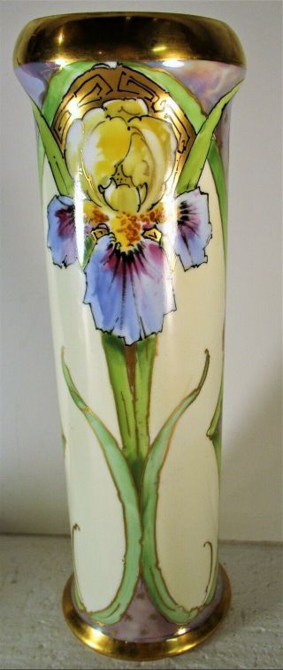 Art Nouveau Iris Design Porcelain Vase Elegant Perfect Pearlescent German?