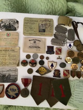 Rare Us Ww2 Army Air Corps Visor Hat /dog Tags Pins Estate Find.