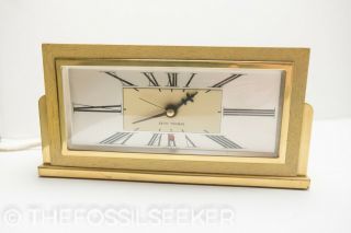 Vtg Seth Thomas Desk Or Mantle Clock Blonde & Brass Baxter 4e Model Art Deco