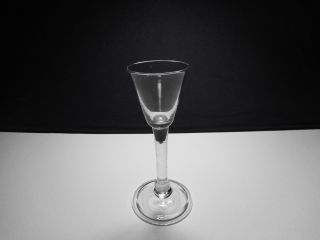 18th C.  - Blown Flint Glass Low Knop Long Stem Bell Shaped Wine Glass 2
