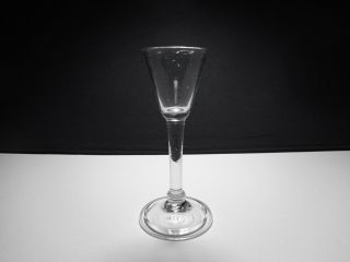18th C.  - Blown Flint Glass Low Knop Long Stem Bell Shaped Wine Glass 4