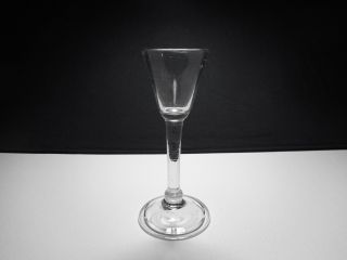 18th C.  - Blown Flint Glass Low Knop Long Stem Bell Shaped Wine Glass 5