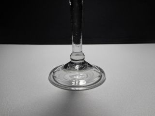 18th C.  - Blown Flint Glass Low Knop Long Stem Bell Shaped Wine Glass 8