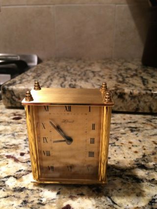 Helveco Swiss Travel Alarm Wind - Up Clock With Box From 1960s.  8 Oz