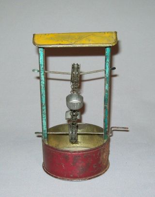 Antique Vtg Ca 1890s Painted Tin Tinplate Steam Engine Accessory Toy Bucket Well 3