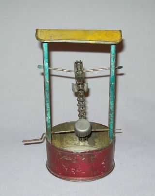 Antique Vtg Ca 1890s Painted Tin Tinplate Steam Engine Accessory Toy Bucket Well 5