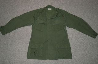 Vietnam War Us Army 3rd Pattern Og Poplin (non - Ripstop) Jungle Shirt M/r