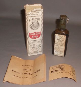 1912 Antique Quack Medical Bottle Box Dr Fenner 