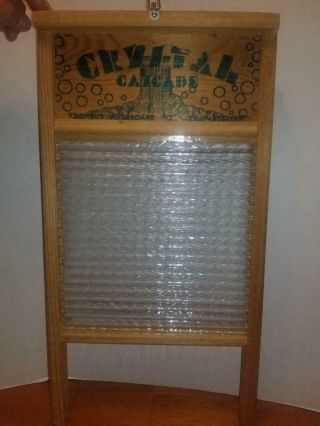 Vintage Crystal Cascade Columbus Washboard Co Wood Glass No 2080 Standard Size -