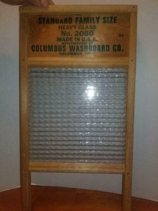 Vintage Crystal Cascade Columbus Washboard Co Wood Glass No 2080 Standard Size - 2