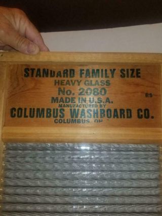Vintage Crystal Cascade Columbus Washboard Co Wood Glass No 2080 Standard Size - 3