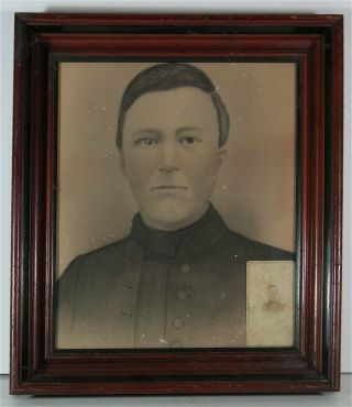 1860s Civil War Soldier Large Photo Identified Iowa Soldier Crayon Portrait Kia