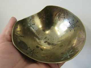 Vintage East Indian Mid Century Atomic Brass Bowl 2