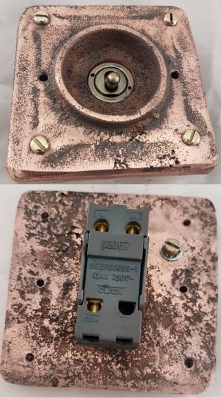 Vintage Industrial Copper 1 Gang Faceplate (for Wall Boxes) - Bs En Approved