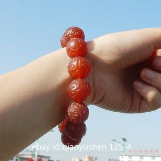 China Wrapped Slurry Red Agate Hand - carved Pretty Vogue Hand Chain Bracelet 玛瑙手链 3