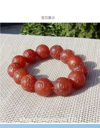 China Wrapped Slurry Red Agate Hand - carved Pretty Vogue Hand Chain Bracelet 玛瑙手链 5