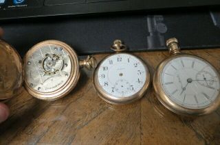 3 Vintage Illinois Watch Co Pocket Watch Gold Filled Case Not