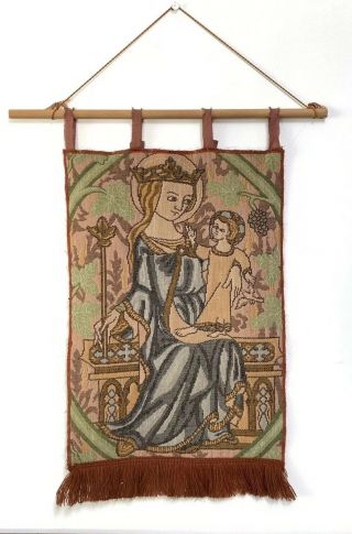 Vintage Religious Tapestry Wall Hanging - Madonna And Child