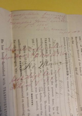 Civil War Discharge/Pay Voucher Papers Pvt.  Dennis Gilbert,  3rd Michigan Cavalry 7