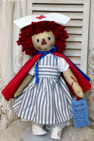 Primitive Raggedy Ann Doll Nurse Vintage Style Ooak " Boo Boo Healer "