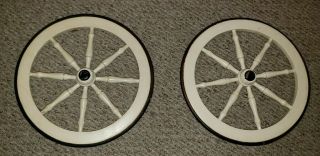 Set Of 2 Antique Vintage Wooden Cartwheels - 36 Cm.  Household Decorative