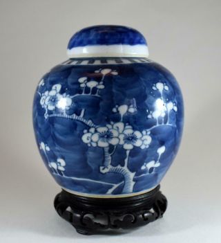 Antique 19th Century Handpainted Prunus Pattern Jar & Cover