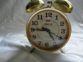 Vintage brass alarm clock by Spartus,  looks great and like a champ 3