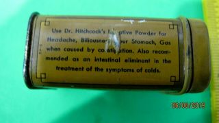 Vintage Medicine Tin Dr.  W.  L.  Hitchcock ' s Laxative Powder Atlanta GA. 3