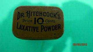 Vintage Medicine Tin Dr.  W.  L.  Hitchcock ' s Laxative Powder Atlanta GA. 5