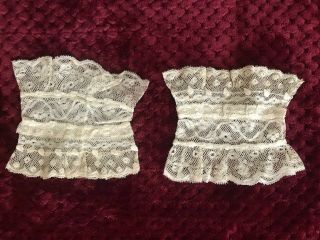 Perfect and Gorgeous VALENCIENNES LACE CUFFS 19th C. 2