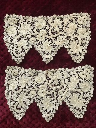 Stunning Antique Irish Crochet Lace Cuffs 9 " By 5 1/4 " X 2