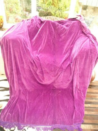 Antique Opulent Real Velvet Purple Huge Curtains Braid At Bottom 86/90 "