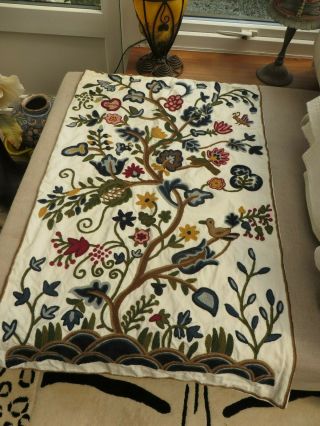 Vintage Crewel Work Tapestry Wall Hanging Garden Of Eden Handmade Scott & Co