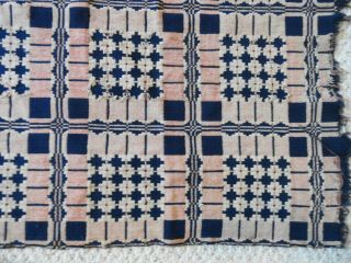 Antique Vintage Wool Coverlet Piece 35 X 74 Has Issues For Crafts
