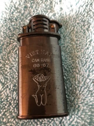 Vietnam War Zippo Branded Lighter Cam Ranh 66 67 Vintage