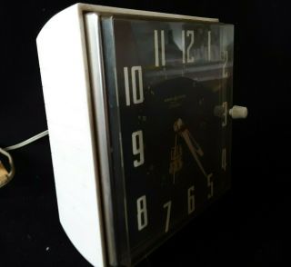 Vintage General Electric GE Telechron Seafoam Wall Clock Calendar & Alarm 8H24 4