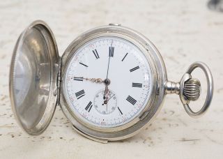 REPEATER & CHRONOGRAPH Antique QUARTER REPEATING Solid silver Pocket Watch 2