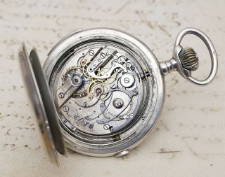 REPEATER & CHRONOGRAPH Antique QUARTER REPEATING Solid silver Pocket Watch 3