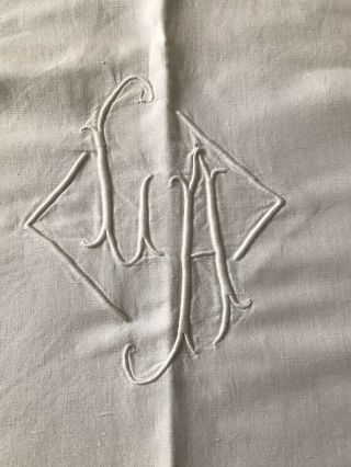Vintage White Metis French Double Sheet With Ca Monogram