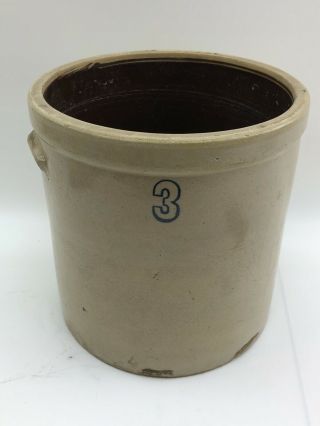 Antique Stoneware 3 Gallon Salt Glazed Crock