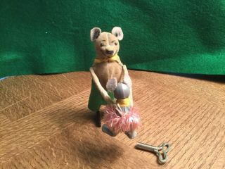 Rare Vntg Schuco Mechanical Winnie The Pooh Piglet Toy Disney Wind Up Key German