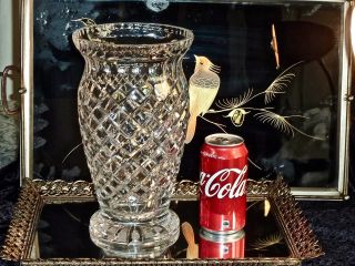Fabulous Large Vintage Hand Crafted Crystal Vase Bohemia C 1960 