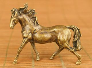 Rare Chinese Old Bronze Hand Carved Horse Statue Figure Netsuke Table Decoration