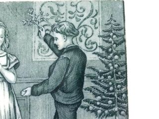 Antique Victorian 1879 Josiah Wedgwood December Tile Christmas Tree Boy Girl 3