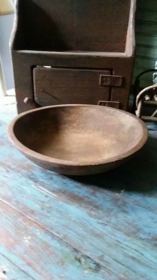 Primitive Antique Wooden Dough Bowl 11 "