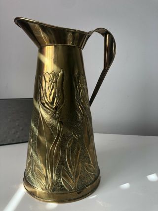 Antique Large Art Nouveau Charles Rennie Mackintosh Solid Brass Water Jug