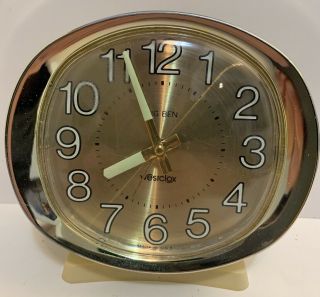 Vintage 1960’s Westclox Big Ben White & Gold Wind - Up Alarm Clock Rare