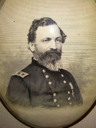 Civil War General John Sedgwick (uncle John) 1860s Steel Engraving Period Frame