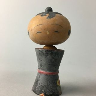 Japanese Kokeshi Doll Vtg Wood Carving Figurine Bobblehead Kimono Kf56